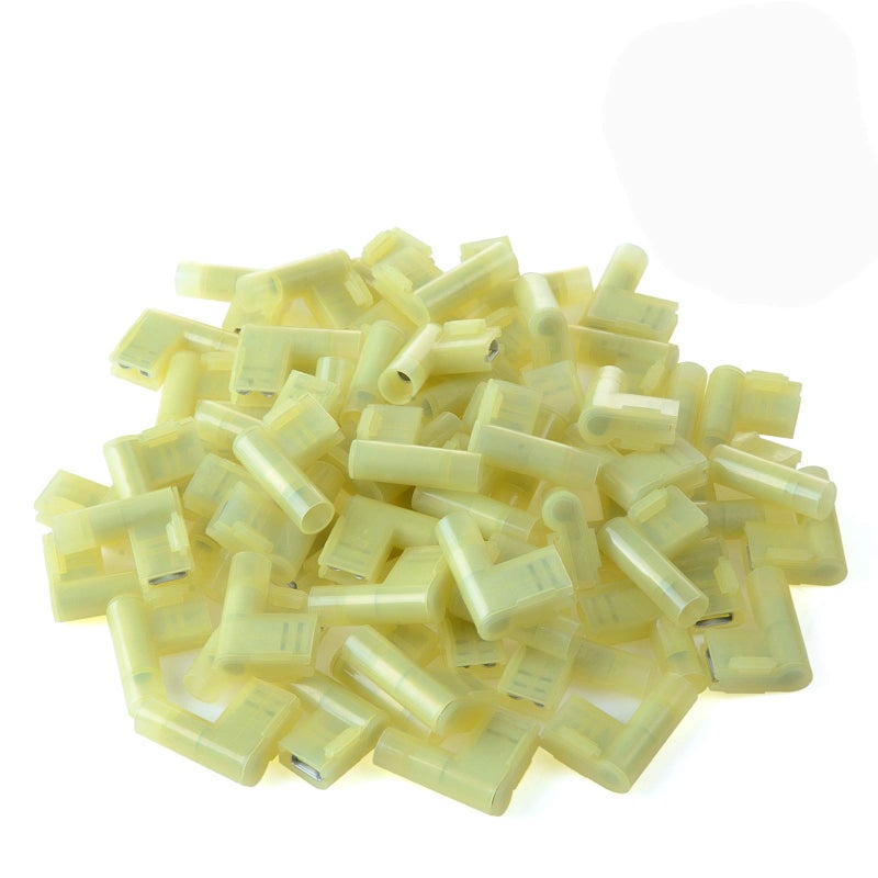 XHF 90 Degree 12-10 AWG Flag Shaped Right Angle Spade Connectors Terminals Nylon Fully Insulated Quick Crimp Wire Connectors 50 Pcs - Image 1